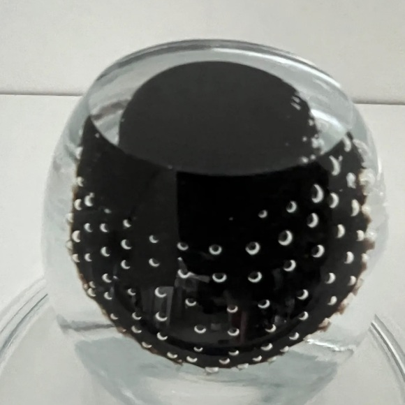 Hand Blown Glass Bowl with Black Ball Stand - 6” Diameter x 4” High - Picture 5 of 8